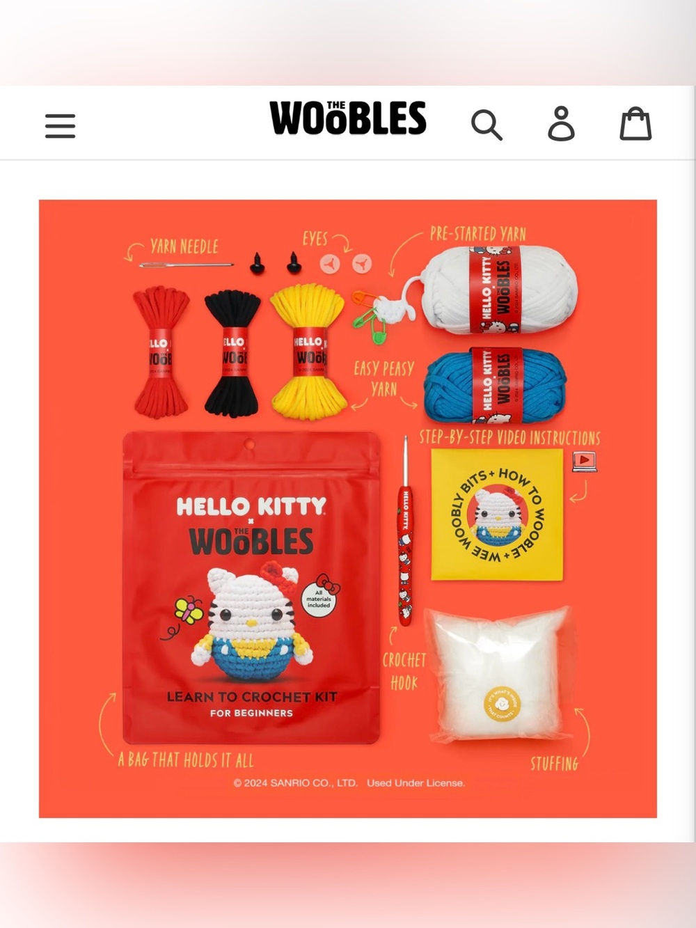 Hello Kitty Crochet Kit - The Woobles - Picture 5 of 5